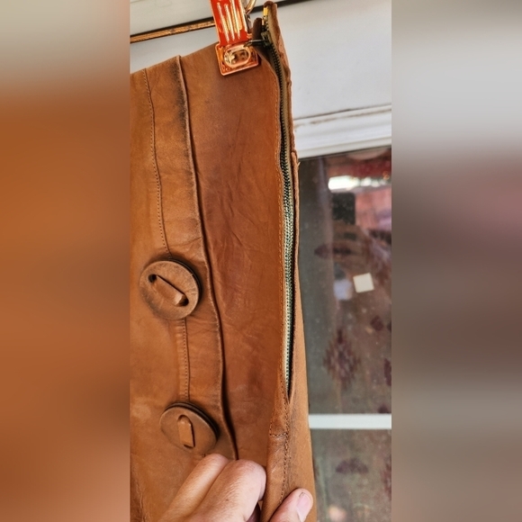 VINTAGE DISTRESSED JEANNE BERNARD PARIS ORIGINAL LEATHER SKIRT - Picture 8 of 10